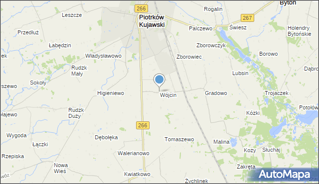 mapa Wójcin, Wójcin gmina Piotrków Kujawski na mapie Targeo